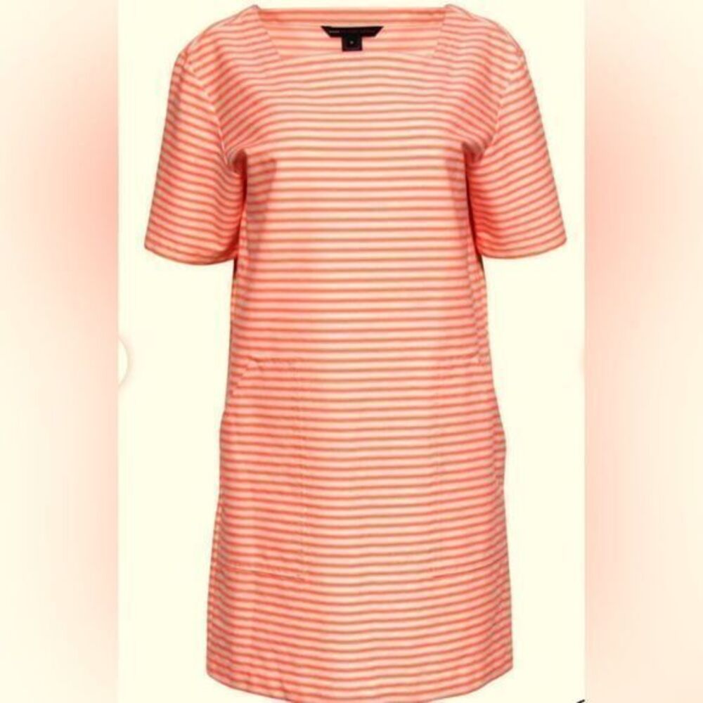 Marc Marc Jacob’s Shift Dress - M orange white striped, polyester spandex